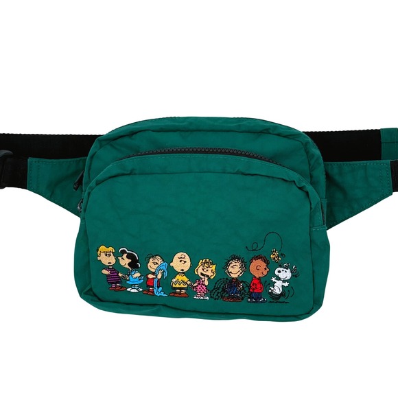 Baggu Peanuts Fanny Pack Cypress Green Snoopy Charlie Brown Belt Bag Nylon - Picture 2 of 11
